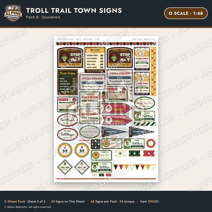 Alpine Railworks 31103O O Scale Roadside Attraction Signs - Troll Town