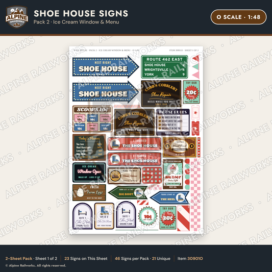 Alpine Railworks 30901O O Scale Roadside Attraction Signs - Shoe House