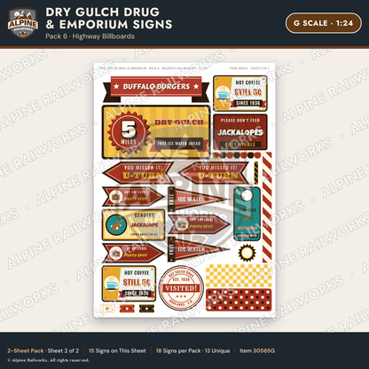Alpine Railworks 30565G G Scale Roadside Signs - Western Drug Store