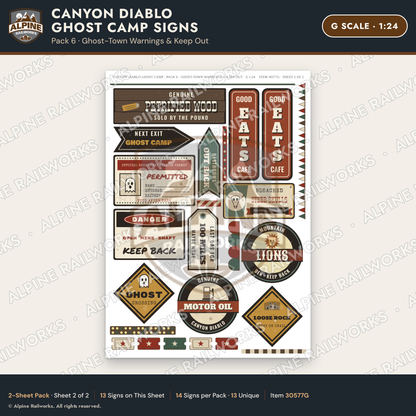 Alpine Railworks 30577G G Scale Roadside Signs - Desert Ghost Town