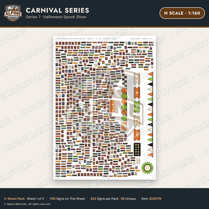 Alpine Railworks 30007N N Scale Carnival Signs - Halloween Spook Show