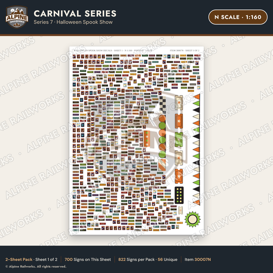 Alpine Railworks 30007N N Scale Carnival Signs - Halloween Spook Show