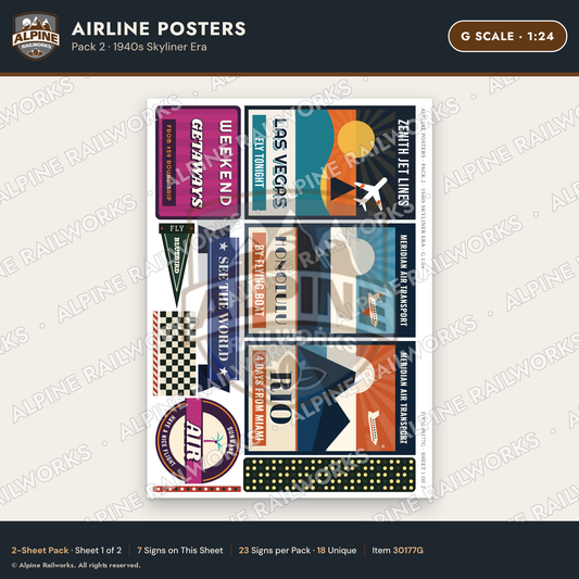 Alpine Railworks 30177G G Scale Airline Posters - 1940s Skyliner Era