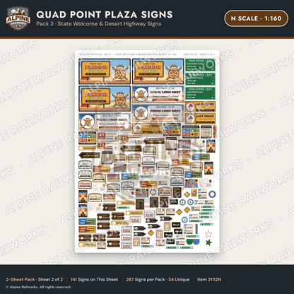 Alpine Railworks 31112N N Scale Roadside Signs - Four Corners