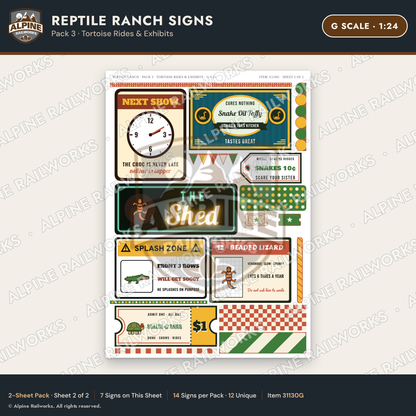 Alpine Railworks 31130G G Scale Roadside Signs - Reptile Zoo