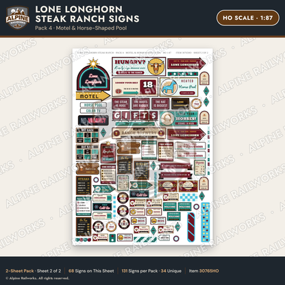 Alpine Railworks 30765HO HO Scale Roadside Signs - Big Steakhouse