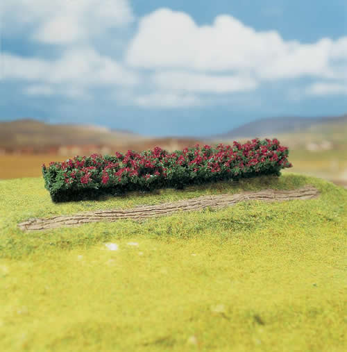 Faller 181352 HO Scale Premium Hedges pkg(3) -- Blooming - Red
