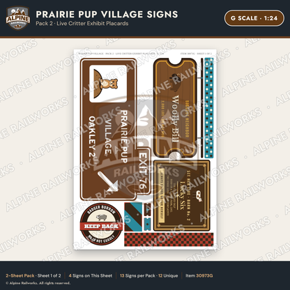 Alpine Railworks 30973G G Scale Roadside Signs - Prairie Dog Town