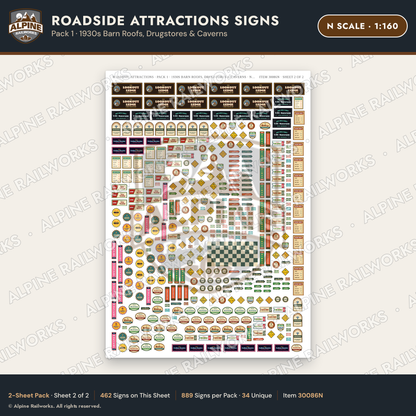 Alpine Railworks 30086N N Scale Roadside Attractions Signs