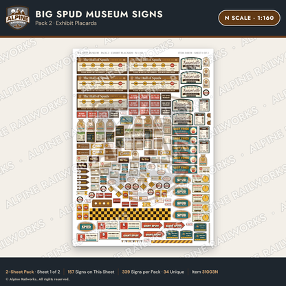 Alpine Railworks 31003N N Scale Roadside Signs - Potato Museum