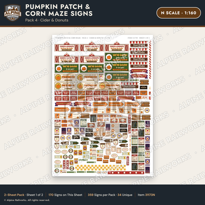 Alpine Railworks 31173N N Scale Farm Signs - Pumpkin Patch & Corn Maze