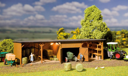 Faller 130523 HO Scale Hay Bale Store with Workshop Kit