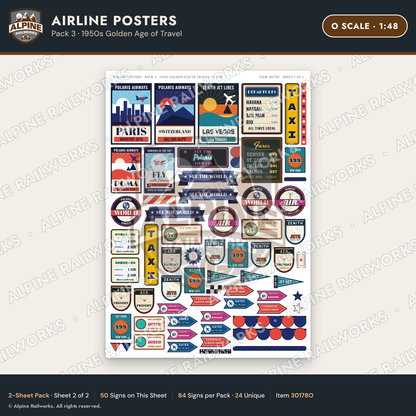 Alpine Railworks 30178O O Scale Airline Posters - Golden Age of Travel