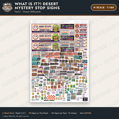 Alpine Railworks 30750N N Scale Roadside Signs - Desert Mystery Stop