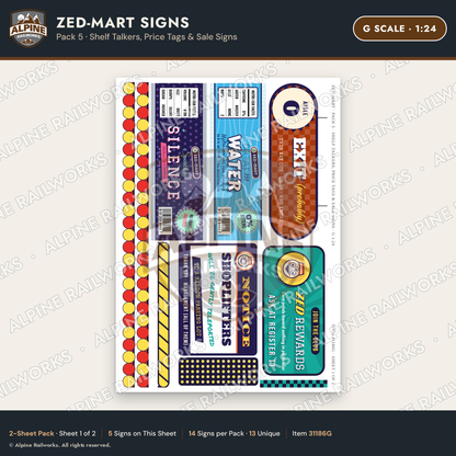 Alpine Railworks 31186G G Scale Grocery Store Signs - Funny Products