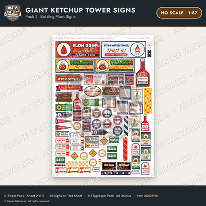Alpine Railworks 30925HO HO Scale Roadside Signs - Ketchup Bottle