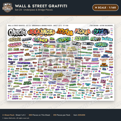 Alpine Railworks 30540N N Scale Wall & Street Graffiti Cut-Outs