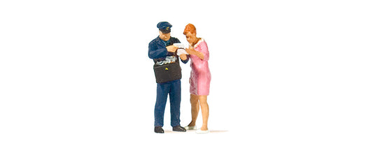 Preiser 28204 HO Scale Postal Delivery -- Postman & Lady