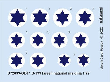 Eduard D72039 1/72 Decal S-199 Israeli National Insignia for Eduard