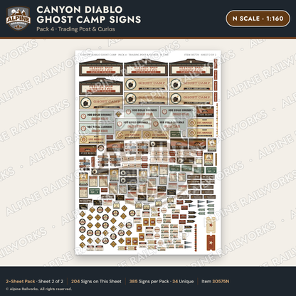 Alpine Railworks 30575N N Scale Roadside Signs - Desert Ghost Town