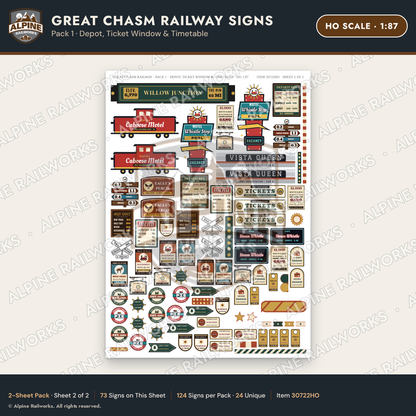 Alpine Railworks 30722HO HO Scale Tourist Signs - Canyon Railway