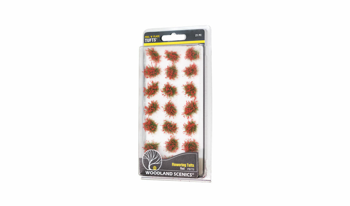 Woodland Scenics 773 All Scale Peel 'n' Place Tufts -- Red Flowering