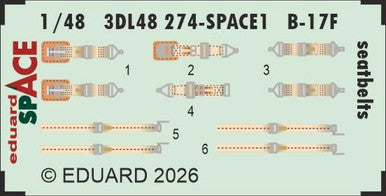 Eduard 3DL48274 1/48 Space Set B-17F Seatbelts SPACE for REVELL