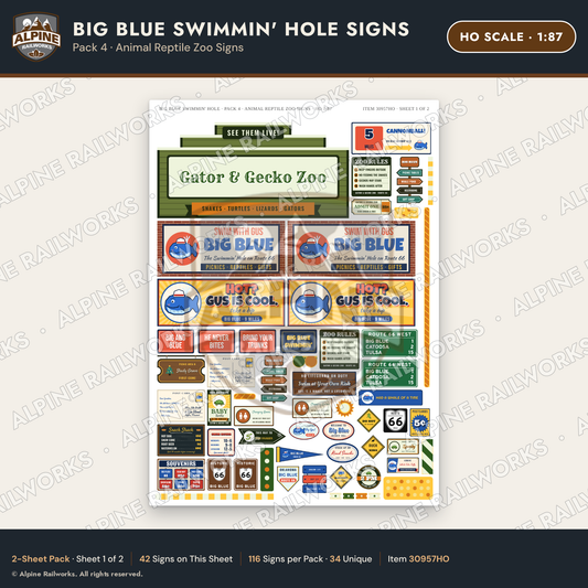 Alpine Railworks 30957HO HO Scale Roadside Signs - Blue Whale