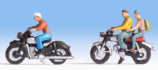 Noch 15904 HO Scale Motorcyclists/Motorbikers -- 3 People & 2 Bikes Set #1
