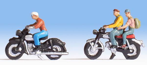 Noch 15904 HO Scale Motorcyclists/Motorbikers -- 3 People & 2 Bikes Set #1