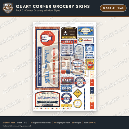 Alpine Railworks 30913O O Scale Roadside Signs - Milk Bottle Grocery