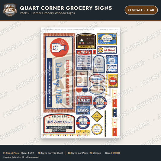Alpine Railworks 30913O O Scale Roadside Signs - Milk Bottle Grocery