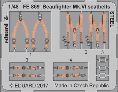 Eduard FE869 1/48 Beaufighter Mk.VI Seatbelts Steel for Tamiya