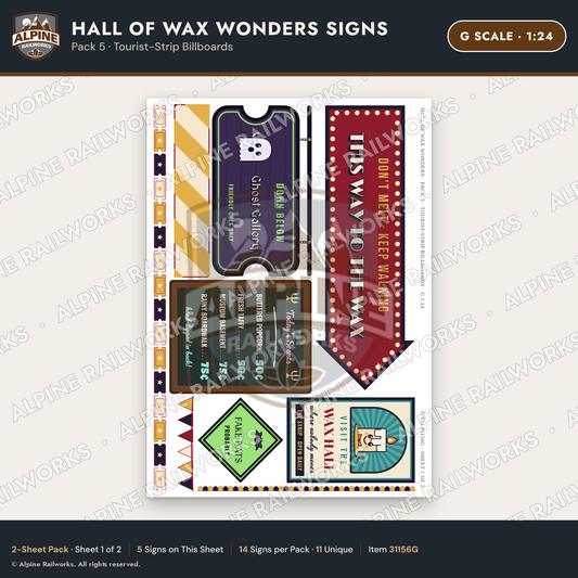 Alpine Railworks 31156G G Scale Roadside Attraction Signs - Wax Museum
