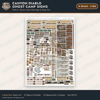 Alpine Railworks 30577N N Scale Roadside Signs - Desert Ghost Town
