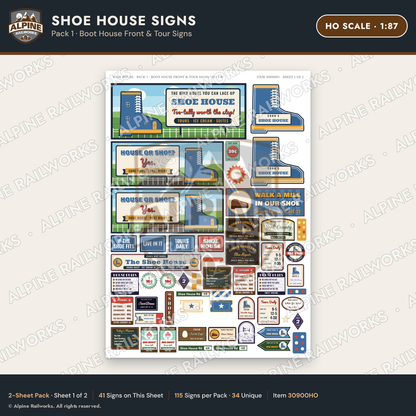 Alpine Railworks 30900HO HO Scale Roadside Signs - Shoe House