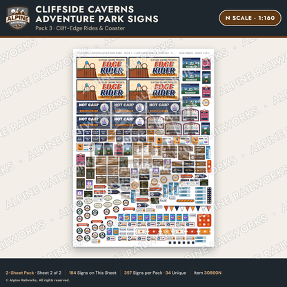 Alpine Railworks 30860N N Scale Roadside Signs - Cave Adventure Park
