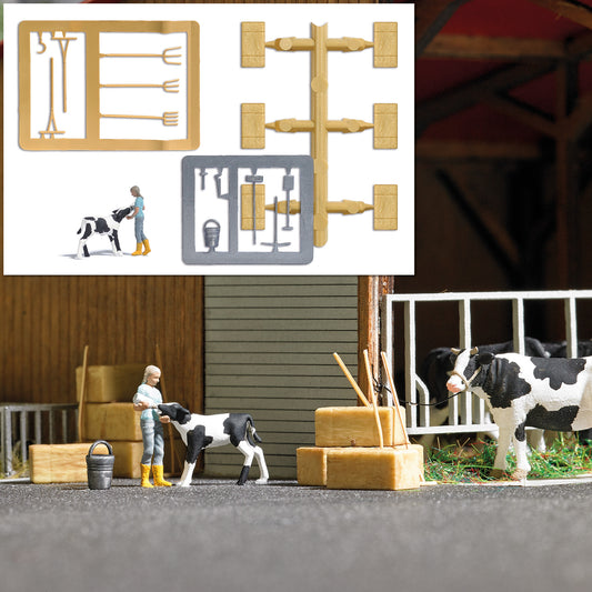 Busch 7932 HO Scale Calf Feeding Action Set with Figure
