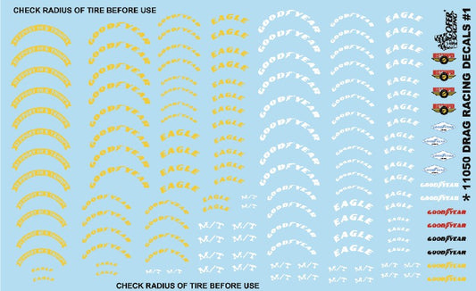 Gofer 11050 1/24-1/25 Drag Racing Tire Logos #1 (Mickey Thompson, Goodyear, Eagl