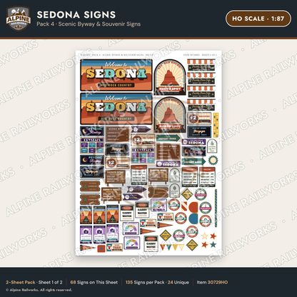 Alpine Railworks 30729HO HO Scale Tourist Signs - Sedona