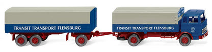 Wiking 043203 1/87 Scale Transit Transport - Mercedes-Benz Flatbed Road Train