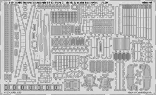 Eduard 53149 1/350 Ship- HMS Queen Elizabeth 1943 Pt.5 AA Deck & Main Batteries