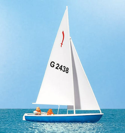 Preiser 10679 HO Scale Korsar Sailboat w/Sailors Sails Up