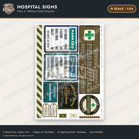 Alpine Railworks 30329G G Scale Hospital Signs