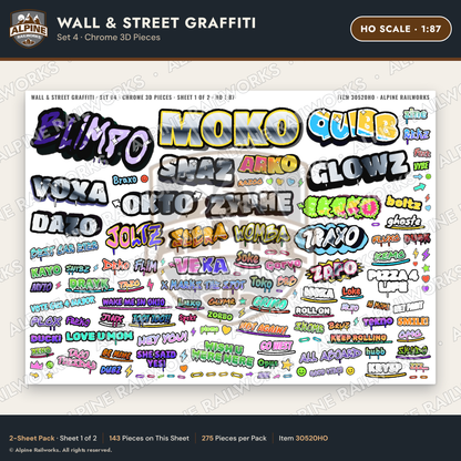 Alpine Railworks 30520HO HO Scale Wall & Street Graffiti Cut-Outs