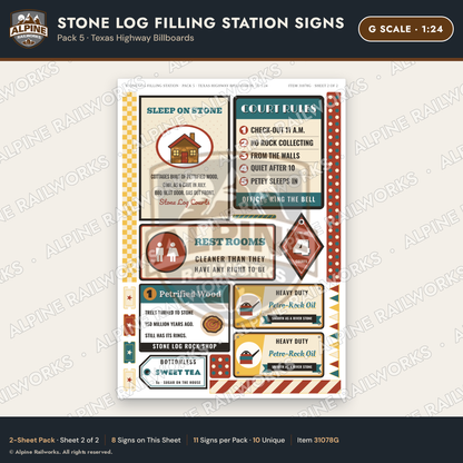 Alpine Railworks 31078G G Scale Roadside Signs - Petrified Wood