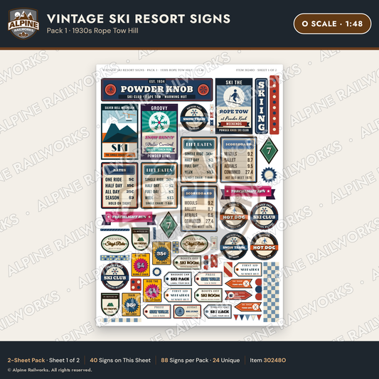Alpine Railworks 30248O O Scale Vintage Ski Resort Signs