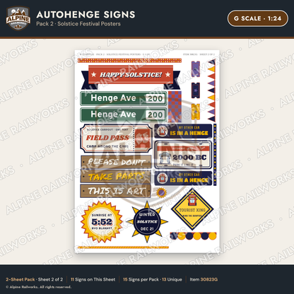 Alpine Railworks 30823G G Scale Roadside Attraction Signs - Car Henge