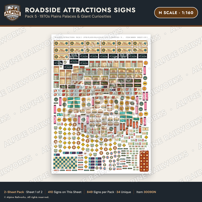 Alpine Railworks 30090N N Scale Roadside Attractions Signs