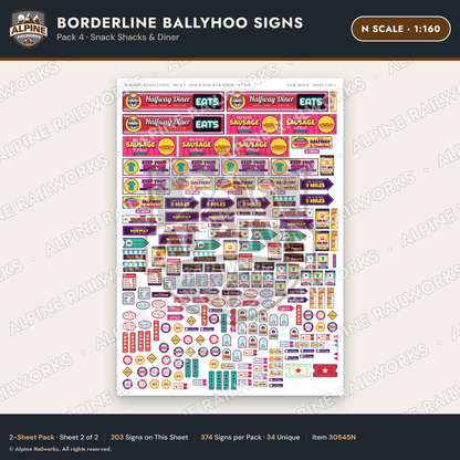 Alpine Railworks 30545N N Scale Roadside Signs - Border Tourist Stop